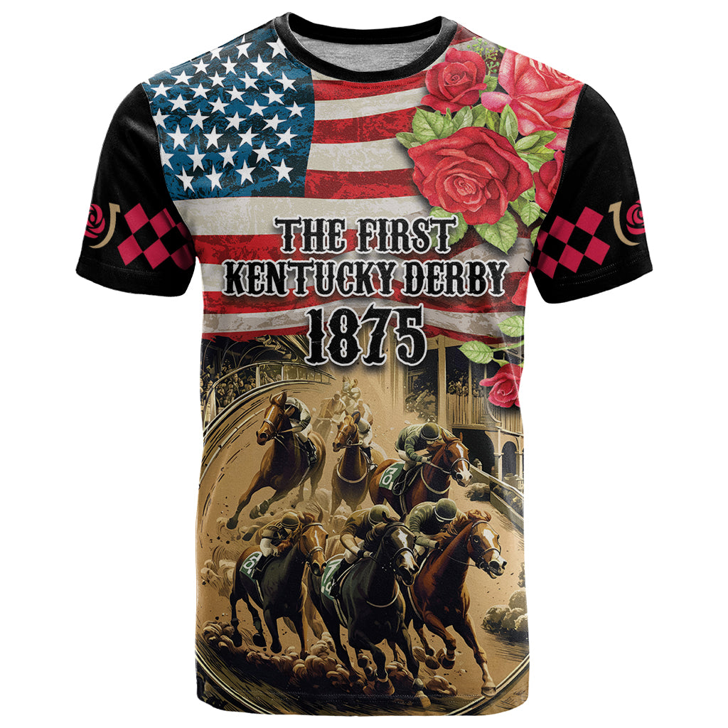 The First Kentucky Horse Racing T Shirt Since 1875 American Flag Vintage Style - Wonder Print Shop