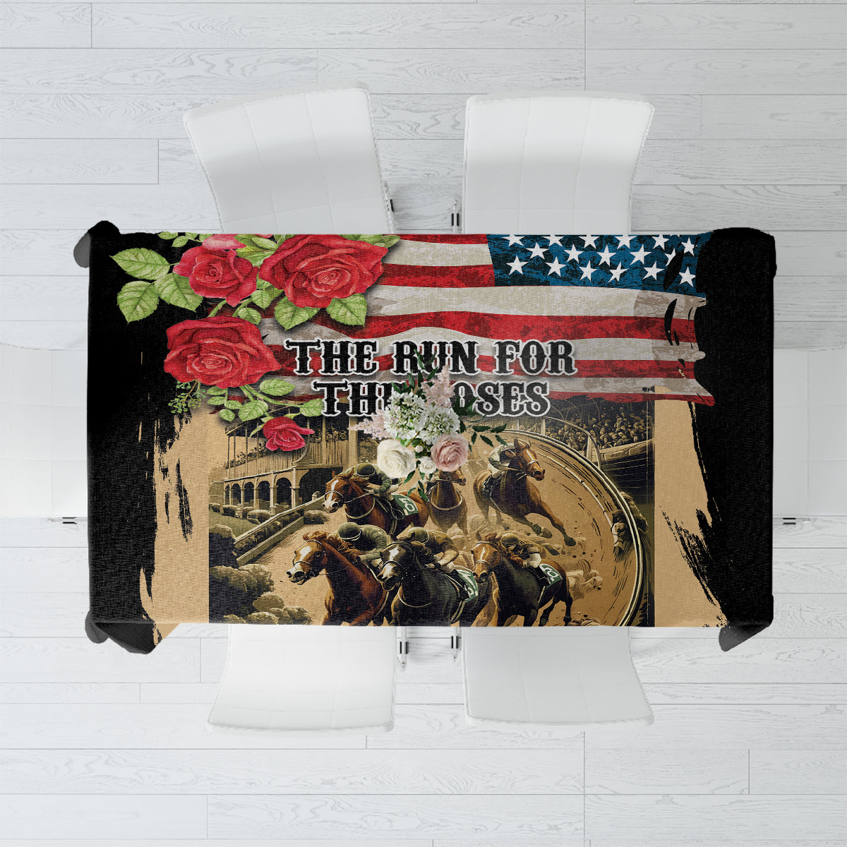 The First Kentucky Horse Racing Tablecloth Since 1875 American Flag Vintage Style - Wonder Print Shop