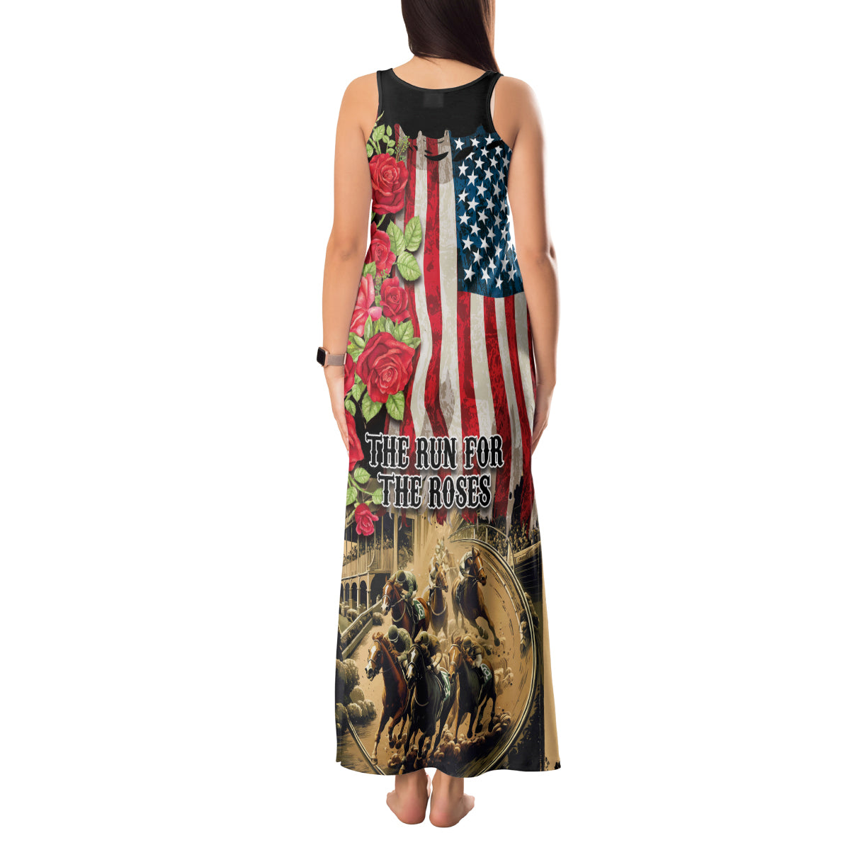 The First Kentucky Horse Racing Tank Maxi Dress Since 1875 American Flag Vintage Style - Wonder Print Shop