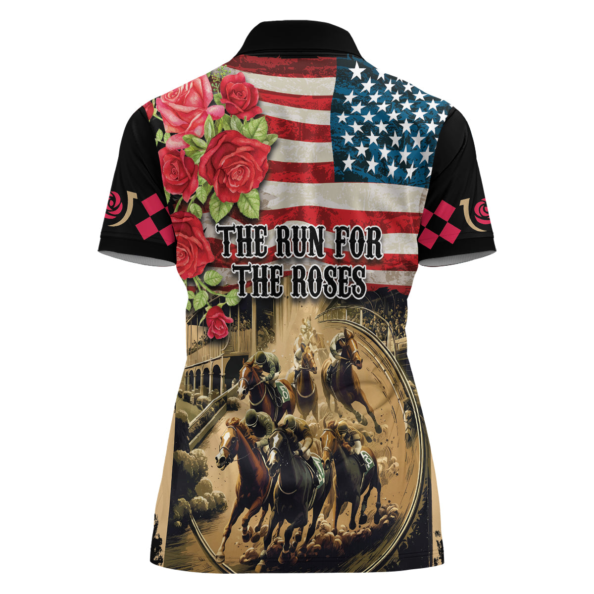 The First Kentucky Horse Racing Women Polo Shirt Since 1875 American Flag Vintage Style - Wonder Print Shop