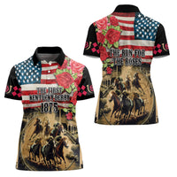 The First Kentucky Horse Racing Women Polo Shirt Since 1875 American Flag Vintage Style - Wonder Print Shop