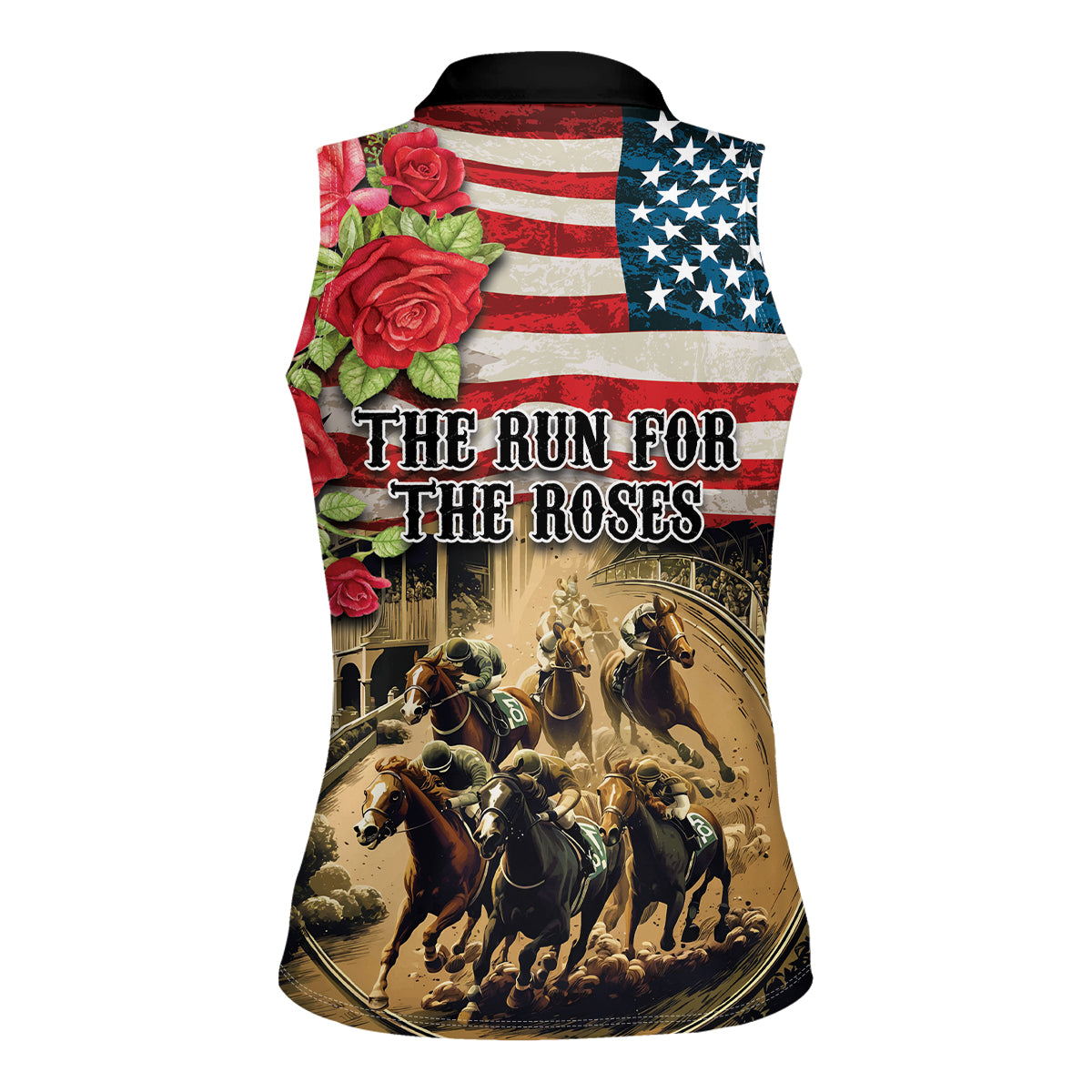 The First Kentucky Horse Racing Women Sleeveless Polo Shirt Since 1875 American Flag Vintage Style - Wonder Print Shop