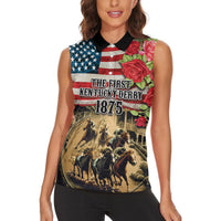 The First Kentucky Horse Racing Women Sleeveless Polo Shirt Since 1875 American Flag Vintage Style - Wonder Print Shop