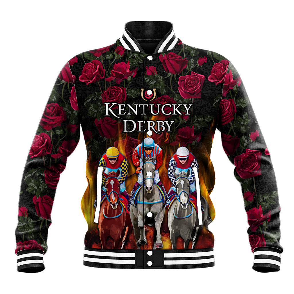 Personalized Kentucky Horses Racing Baseball Jacket Race For Burning Roses - Wonder Print Shop