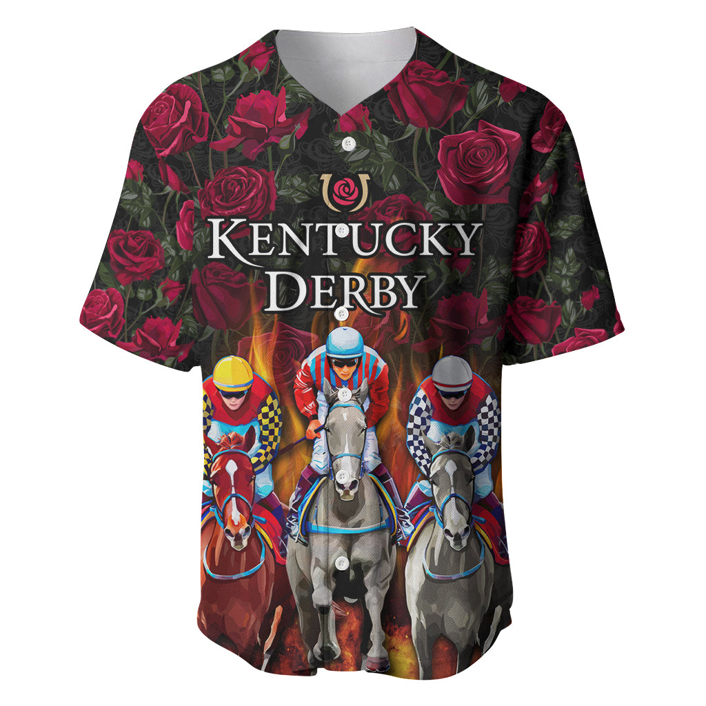 Personalized Kentucky Horses Racing Baseball Jersey Race For Burning Roses - Wonder Print Shop