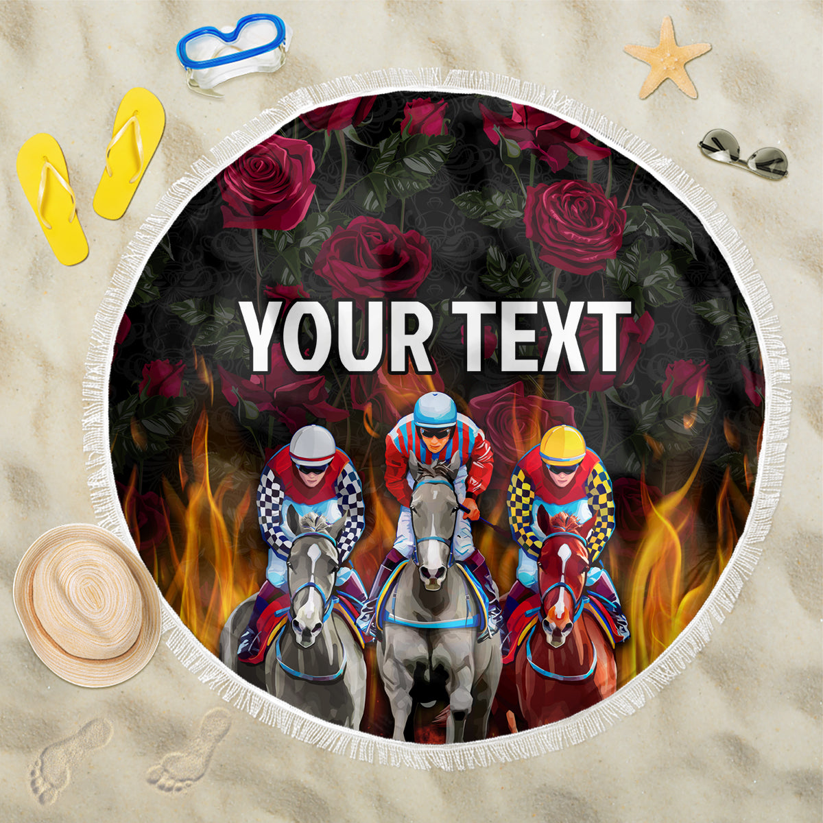 Personalized Kentucky Horses Racing Beach Blanket Race For Burning Roses - Wonder Print Shop