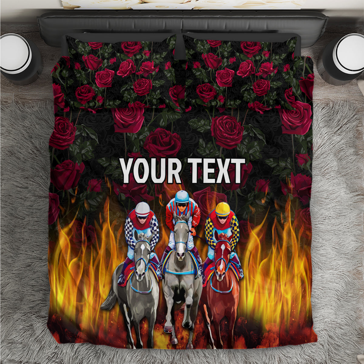 Personalized Kentucky Horses Racing Bedding Set Race For Burning Roses - Wonder Print Shop
