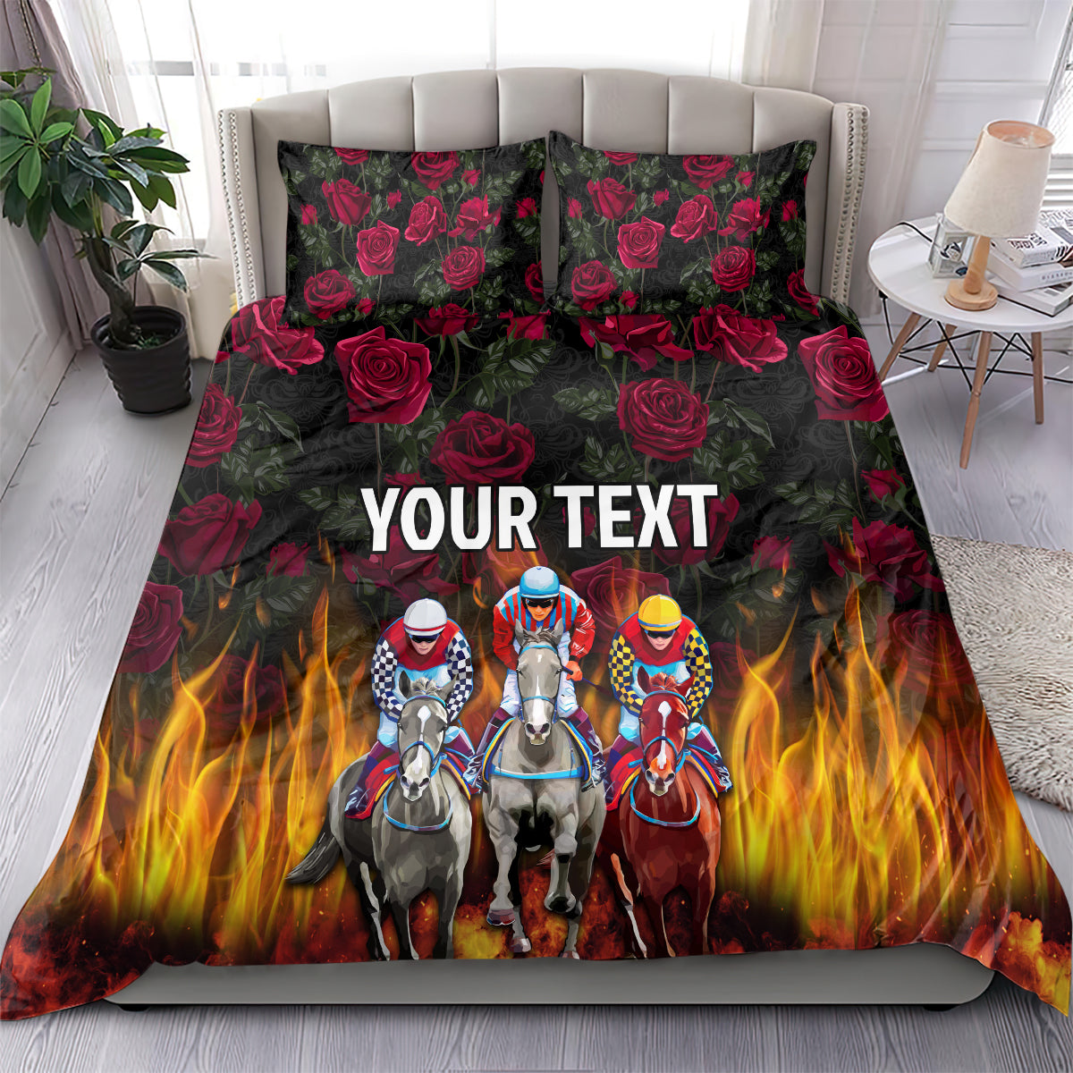 Personalized Kentucky Horses Racing Bedding Set Race For Burning Roses - Wonder Print Shop