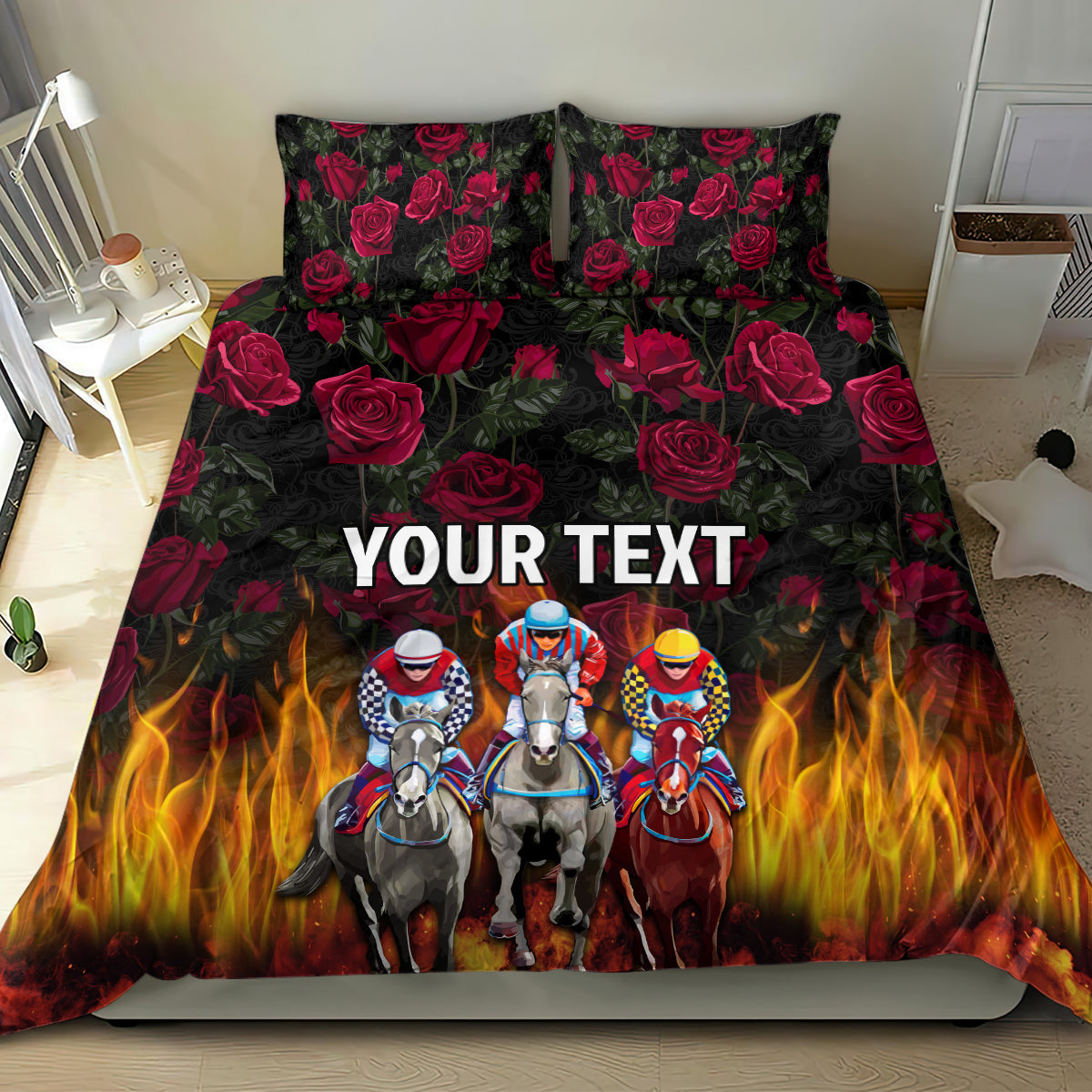 Personalized Kentucky Horses Racing Bedding Set Race For Burning Roses - Wonder Print Shop