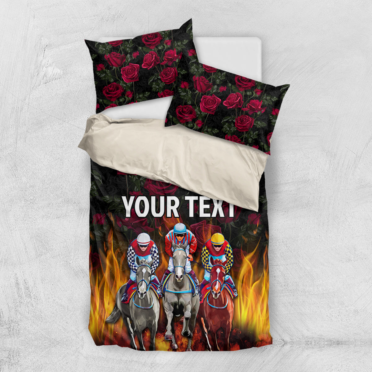 Personalized Kentucky Horses Racing Bedding Set Race For Burning Roses - Wonder Print Shop