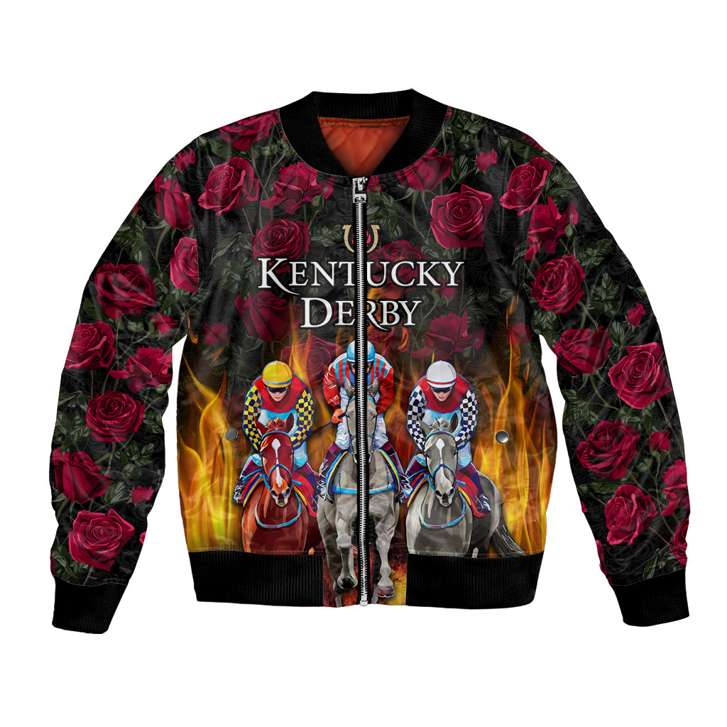Personalized Kentucky Horses Racing Bomber Jacket Race For Burning Roses - Wonder Print Shop