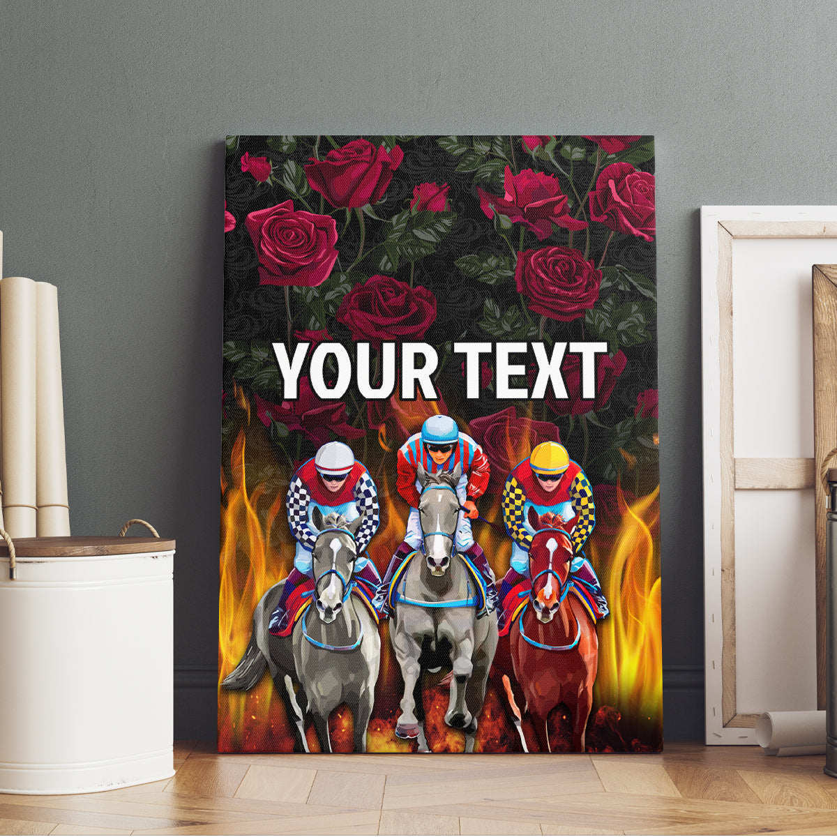Personalized Kentucky Horses Racing Canvas Wall Art Race For Burning Roses - Wonder Print Shop