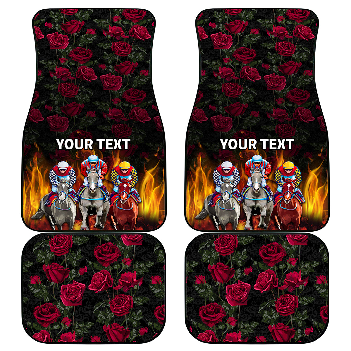 Personalized Kentucky Horses Racing Car Mats Race For Burning Roses - Wonder Print Shop