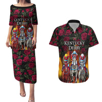 Personalized Kentucky Horses Racing Couples Matching Puletasi and Hawaiian Shirt Race For Burning Roses - Wonder Print Shop