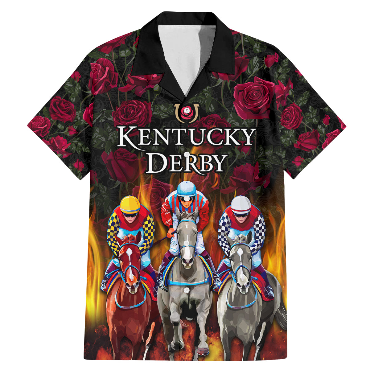 Personalized Kentucky Horses Racing Family Matching Mermaid Dress and Hawaiian Shirt Race For Burning Roses - Wonder Print Shop