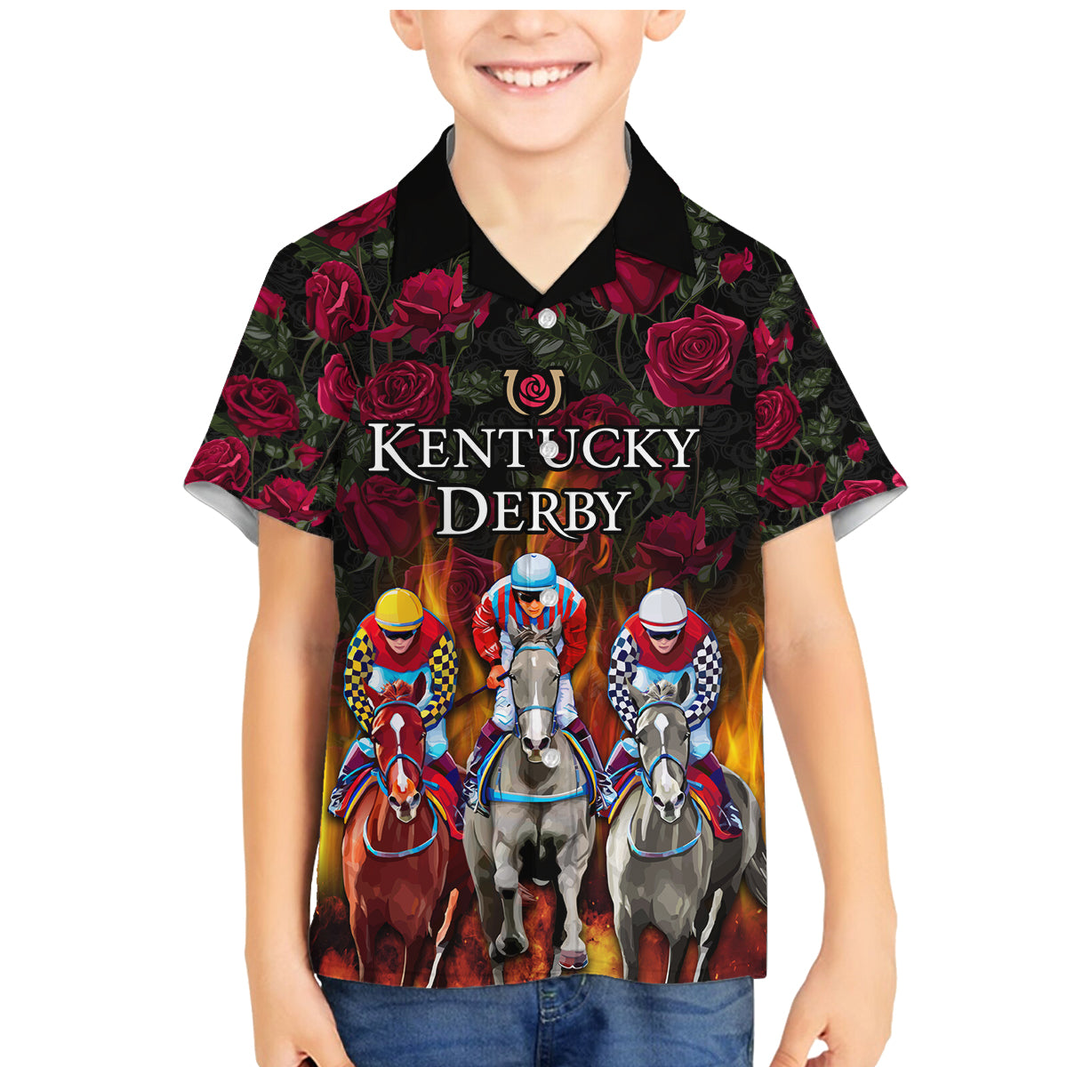 Personalized Kentucky Horses Racing Family Matching Mermaid Dress and Hawaiian Shirt Race For Burning Roses - Wonder Print Shop