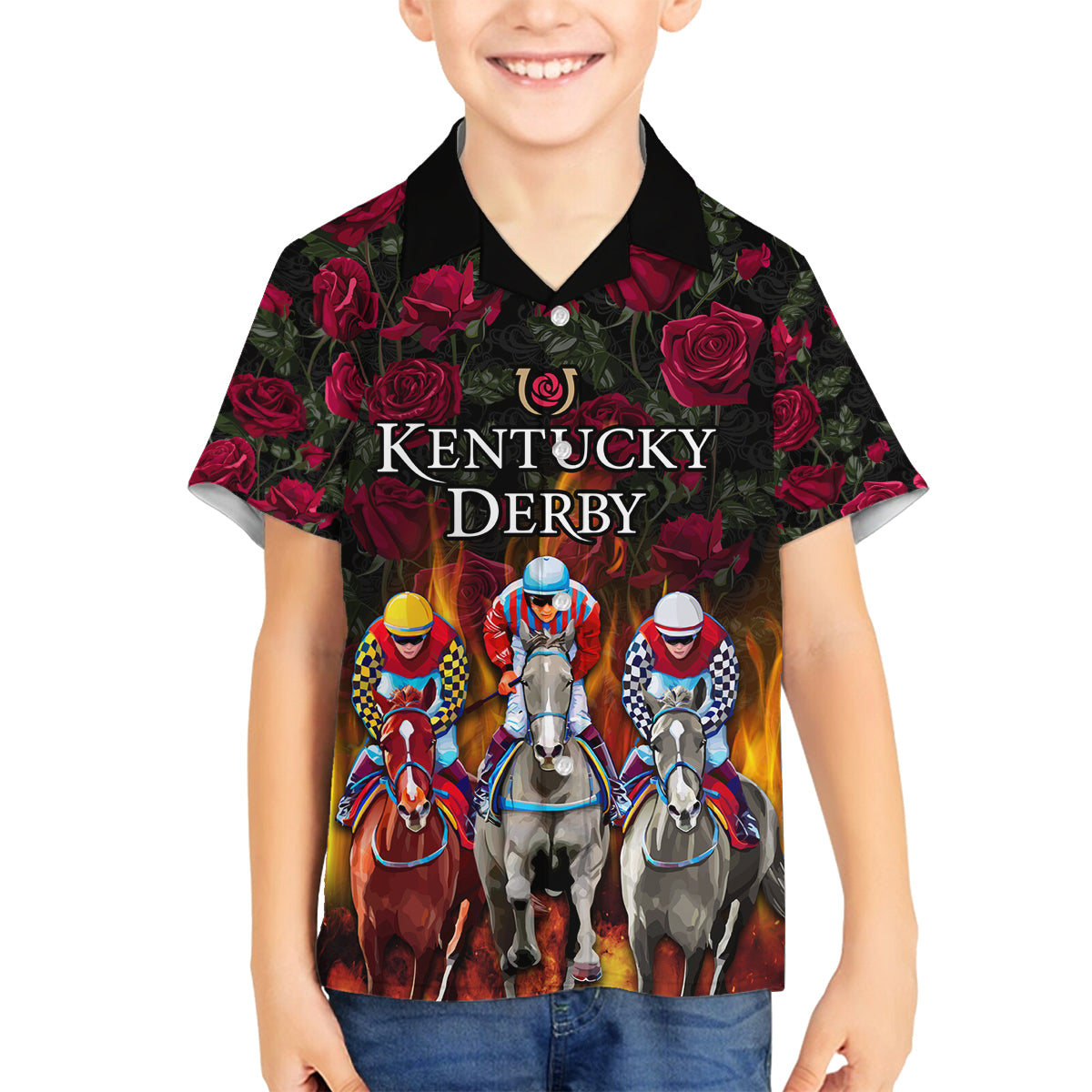 Personalized Kentucky Horses Racing Family Matching Summer Maxi Dress and Hawaiian Shirt Race For Burning Roses - Wonder Print Shop