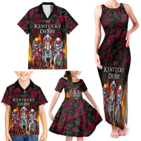 Personalized Kentucky Horses Racing Family Matching Tank Maxi Dress and Hawaiian Shirt Race For Burning Roses - Wonder Print Shop