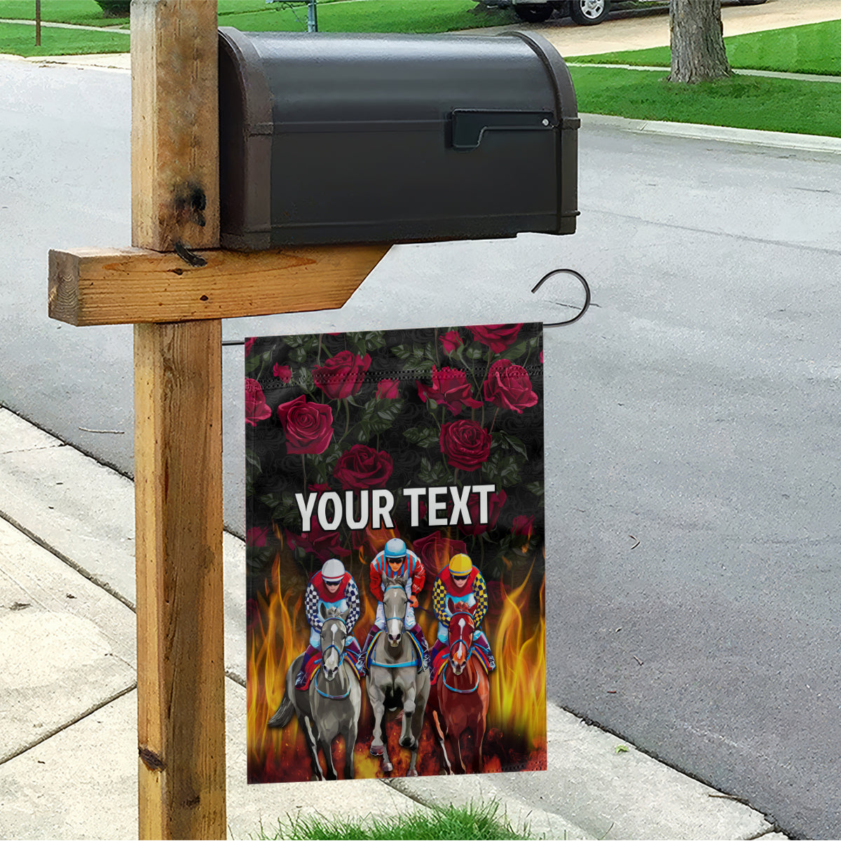 Personalized Kentucky Horses Racing Garden Flag Race For Burning Roses - Wonder Print Shop