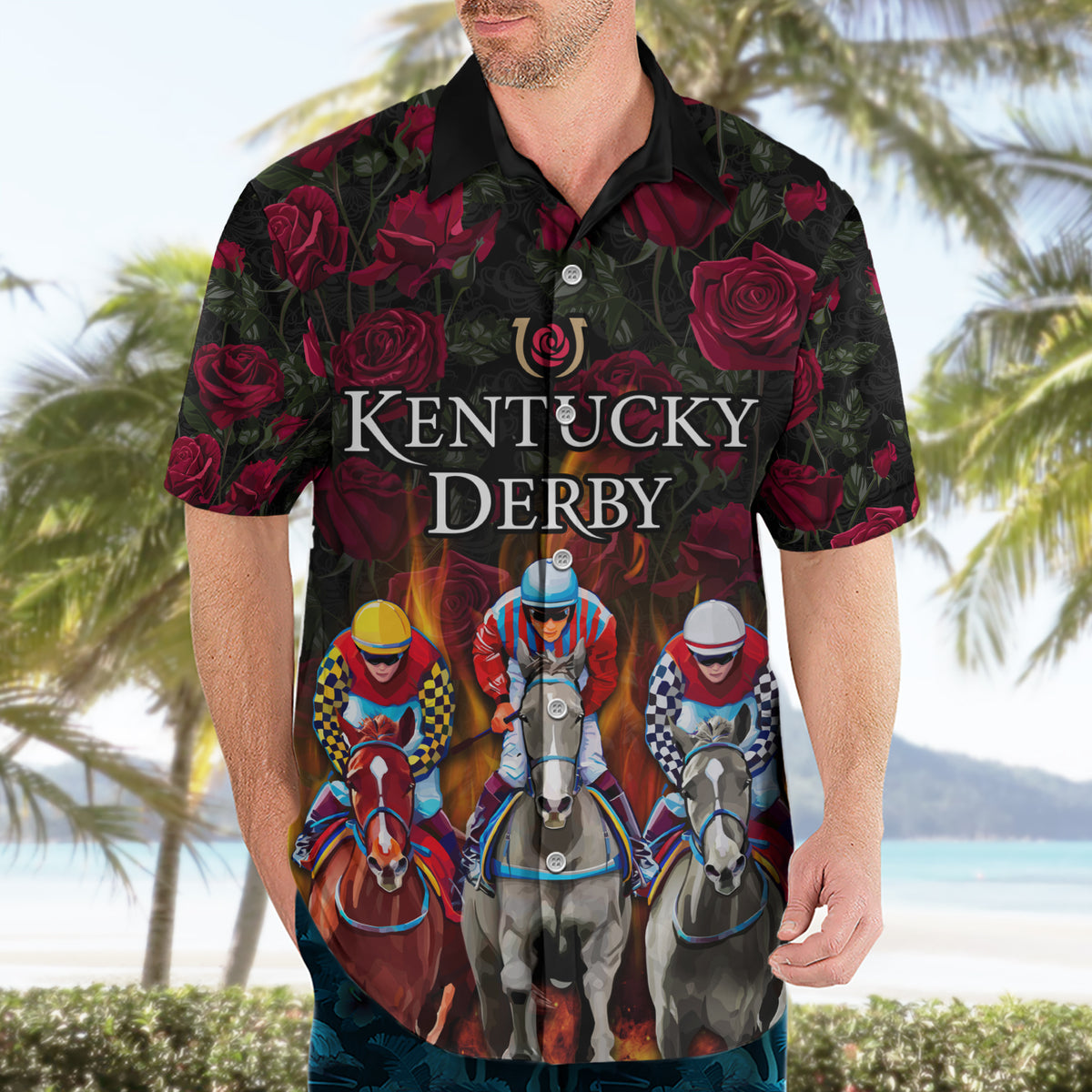 Personalized Kentucky Horses Racing Hawaiian Shirt Race For Burning Roses - Wonder Print Shop