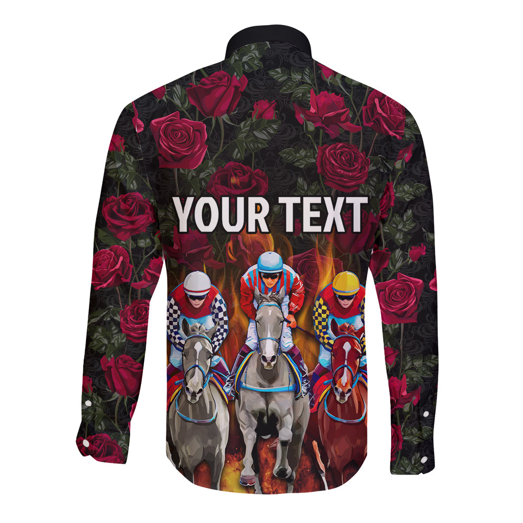 Personalized Kentucky Horses Racing Long Sleeve Button Shirt Race For Burning Roses - Wonder Print Shop