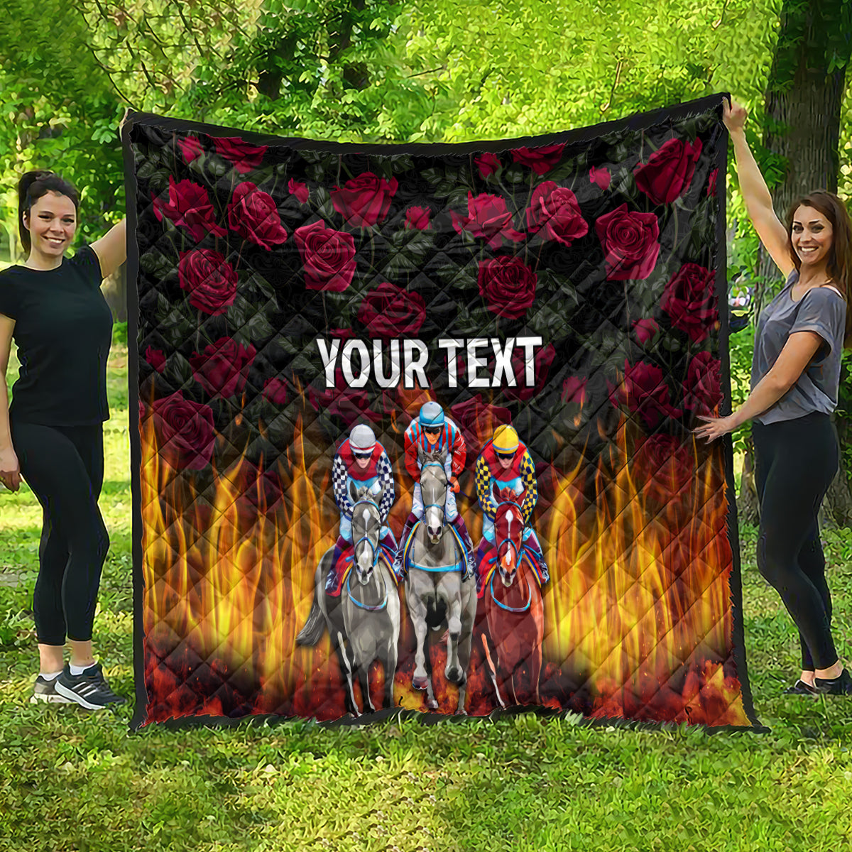 Personalized Kentucky Horses Racing Quilt Race For Burning Roses - Wonder Print Shop