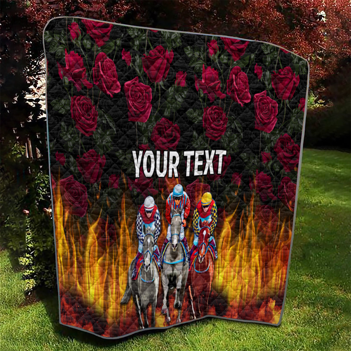 Personalized Kentucky Horses Racing Quilt Race For Burning Roses - Wonder Print Shop