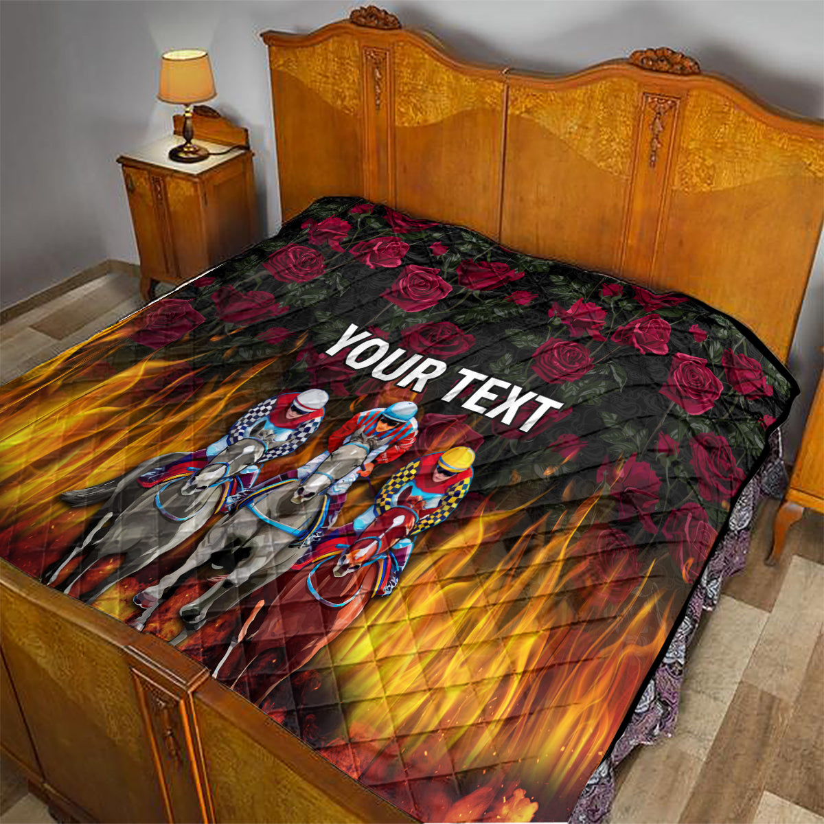 Personalized Kentucky Horses Racing Quilt Race For Burning Roses - Wonder Print Shop