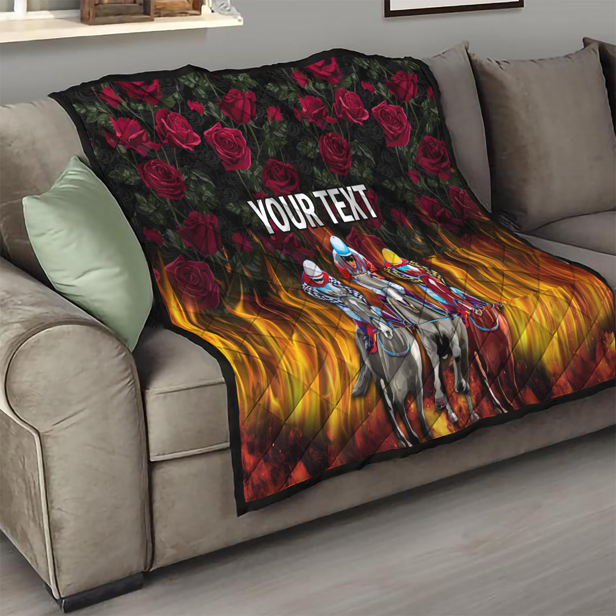 Personalized Kentucky Horses Racing Quilt Race For Burning Roses - Wonder Print Shop