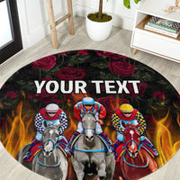 Personalized Kentucky Horses Racing Round Carpet Race For Burning Roses