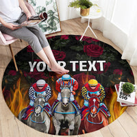 Personalized Kentucky Horses Racing Round Carpet Race For Burning Roses