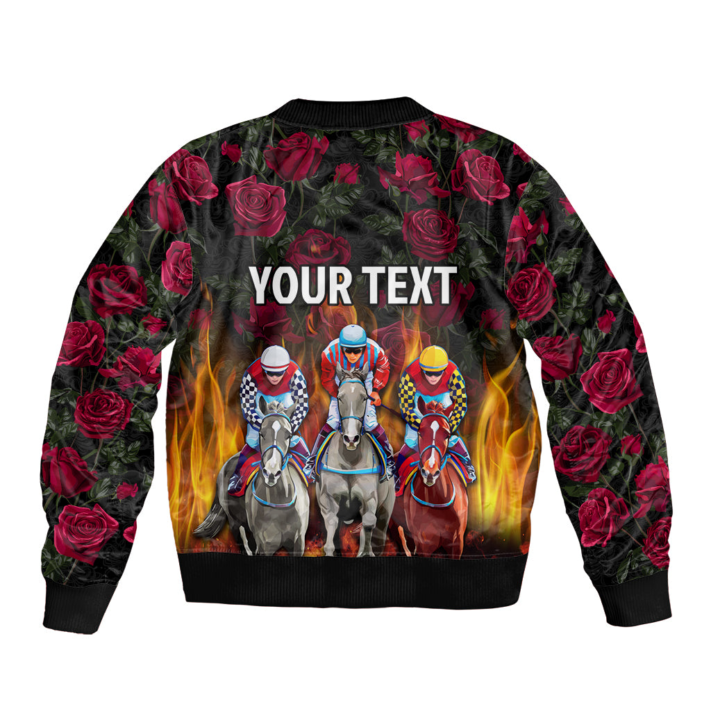 Personalized Kentucky Horses Racing Sleeve Zip Bomber Jacket Race For Burning Roses - Wonder Print Shop