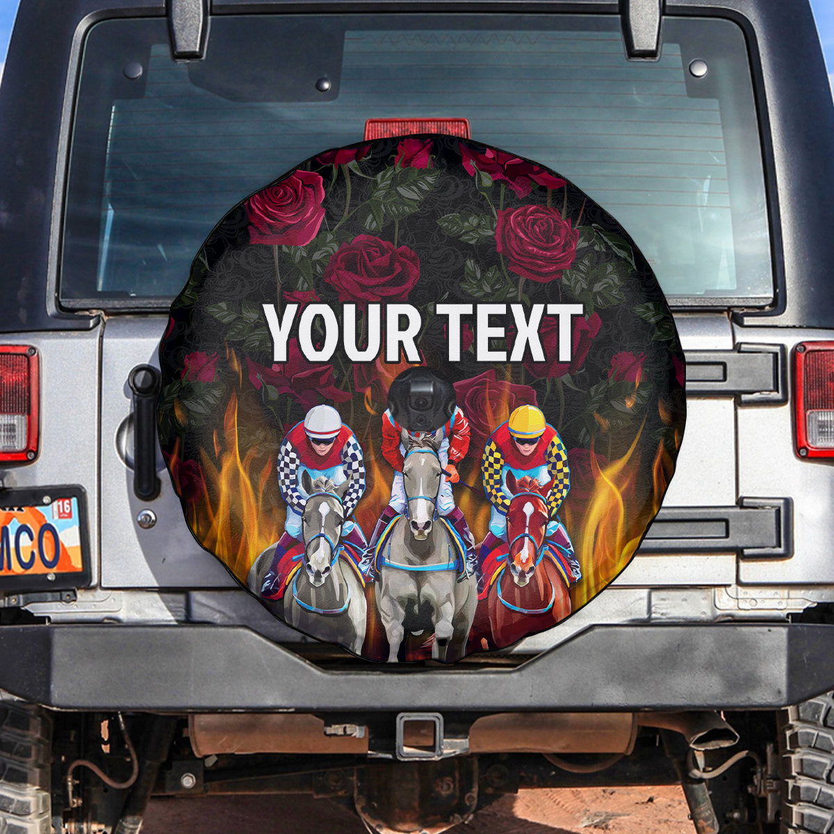 Personalized Kentucky Horses Racing Spare Tire Cover Race For Burning Roses - Wonder Print Shop