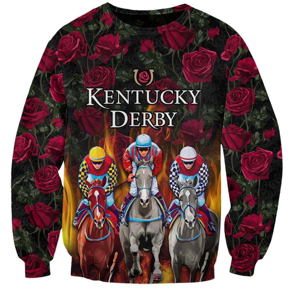 Personalized Kentucky Horses Racing Sweatshirt Race For Burning Roses - Wonder Print Shop
