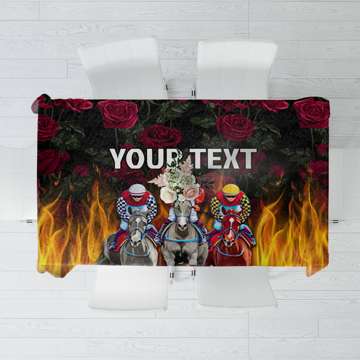 Personalized Kentucky Horses Racing Tablecloth Race For Burning Roses - Wonder Print Shop