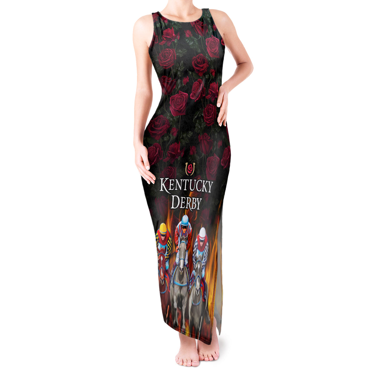 Personalized Kentucky Horses Racing Tank Maxi Dress Race For Burning Roses - Wonder Print Shop