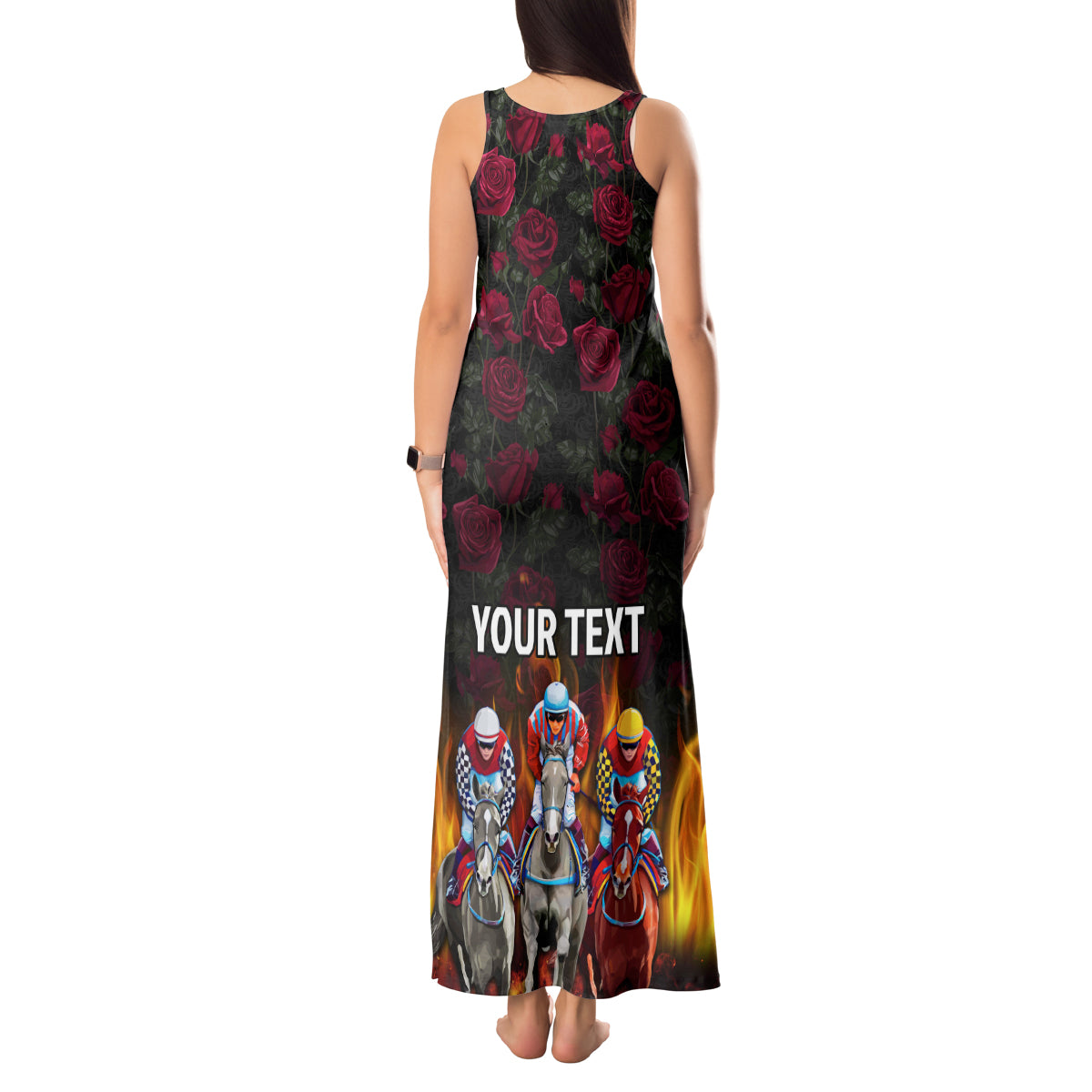 Personalized Kentucky Horses Racing Tank Maxi Dress Race For Burning Roses - Wonder Print Shop