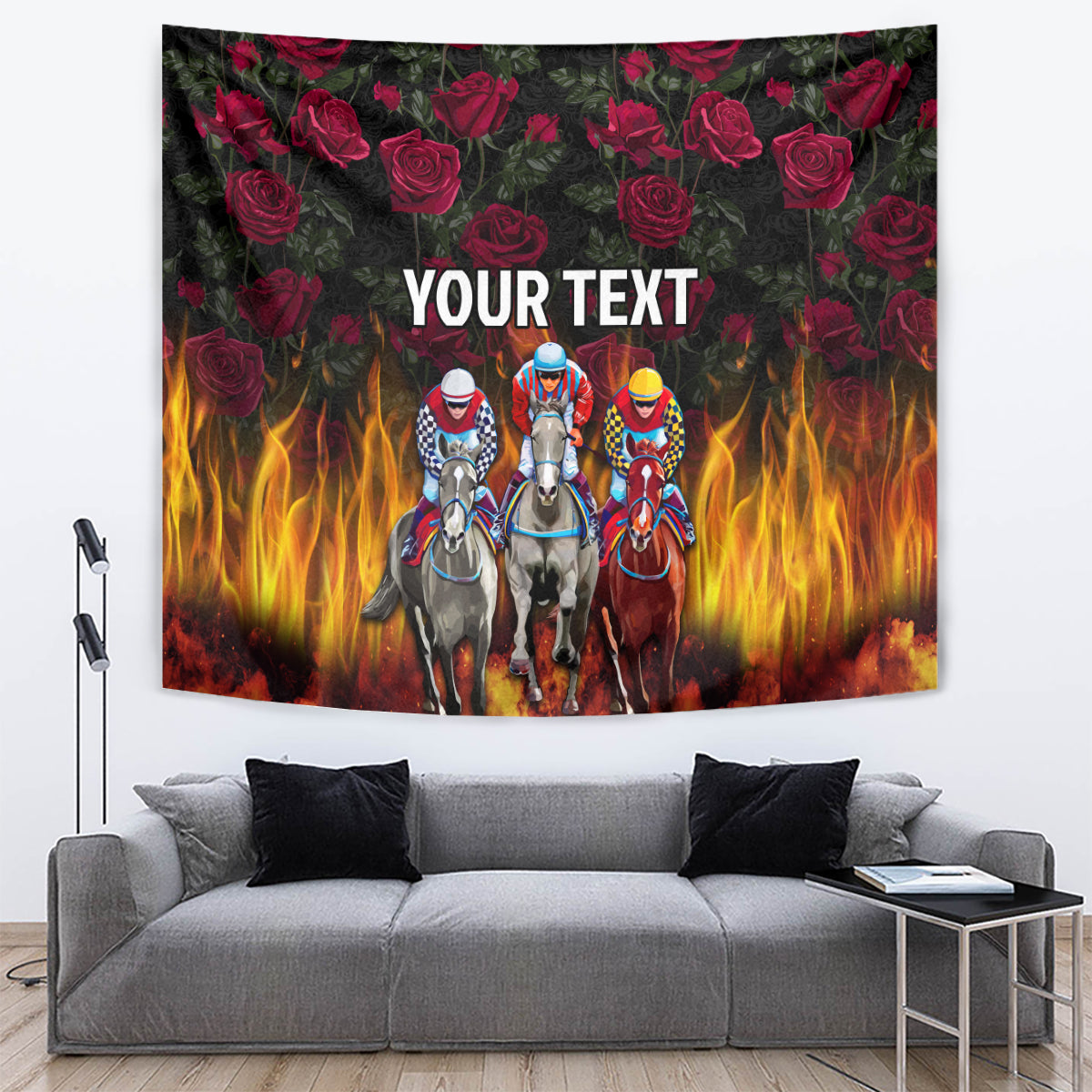 Personalized Kentucky Horses Racing Tapestry Race For Burning Roses - Wonder Print Shop