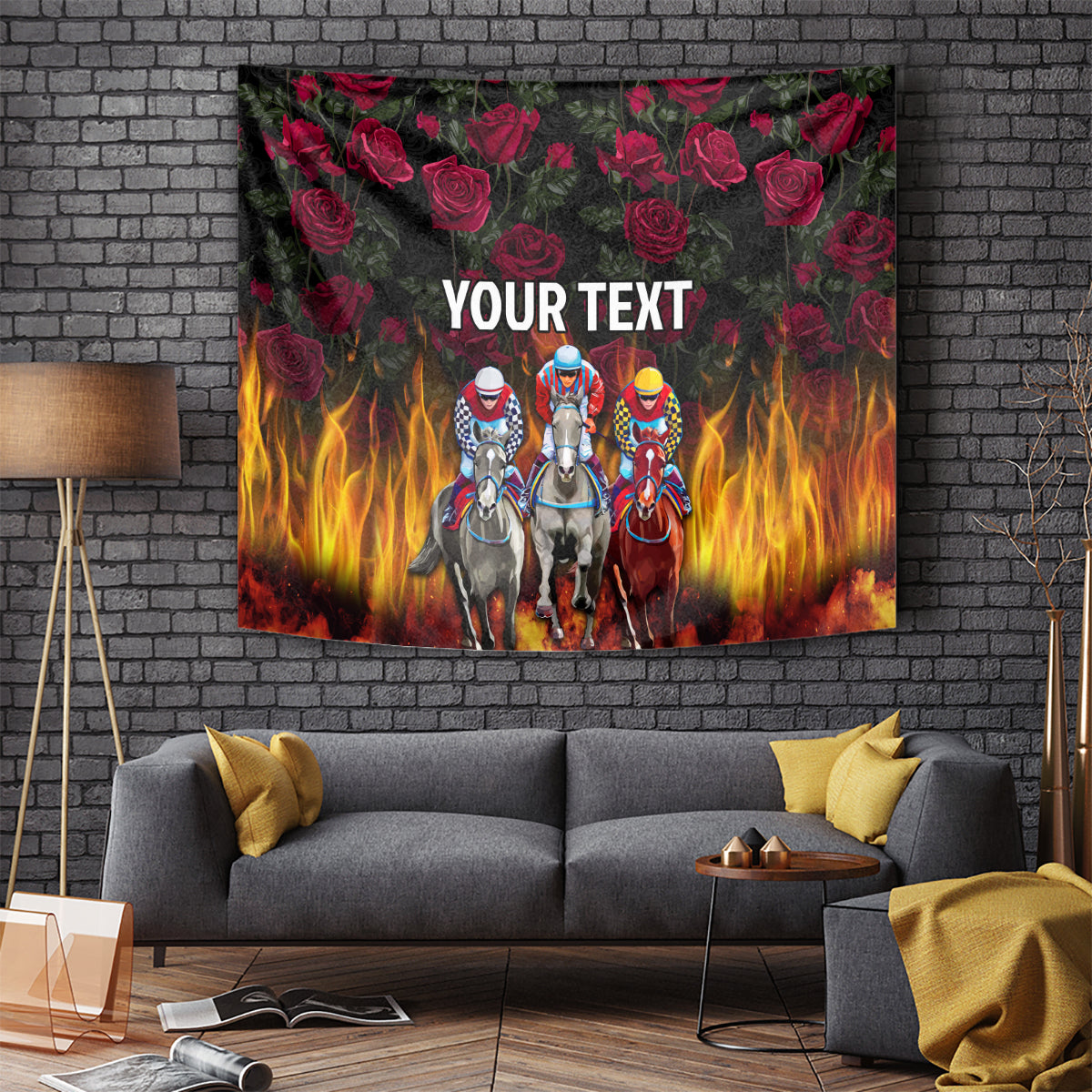 Personalized Kentucky Horses Racing Tapestry Race For Burning Roses - Wonder Print Shop