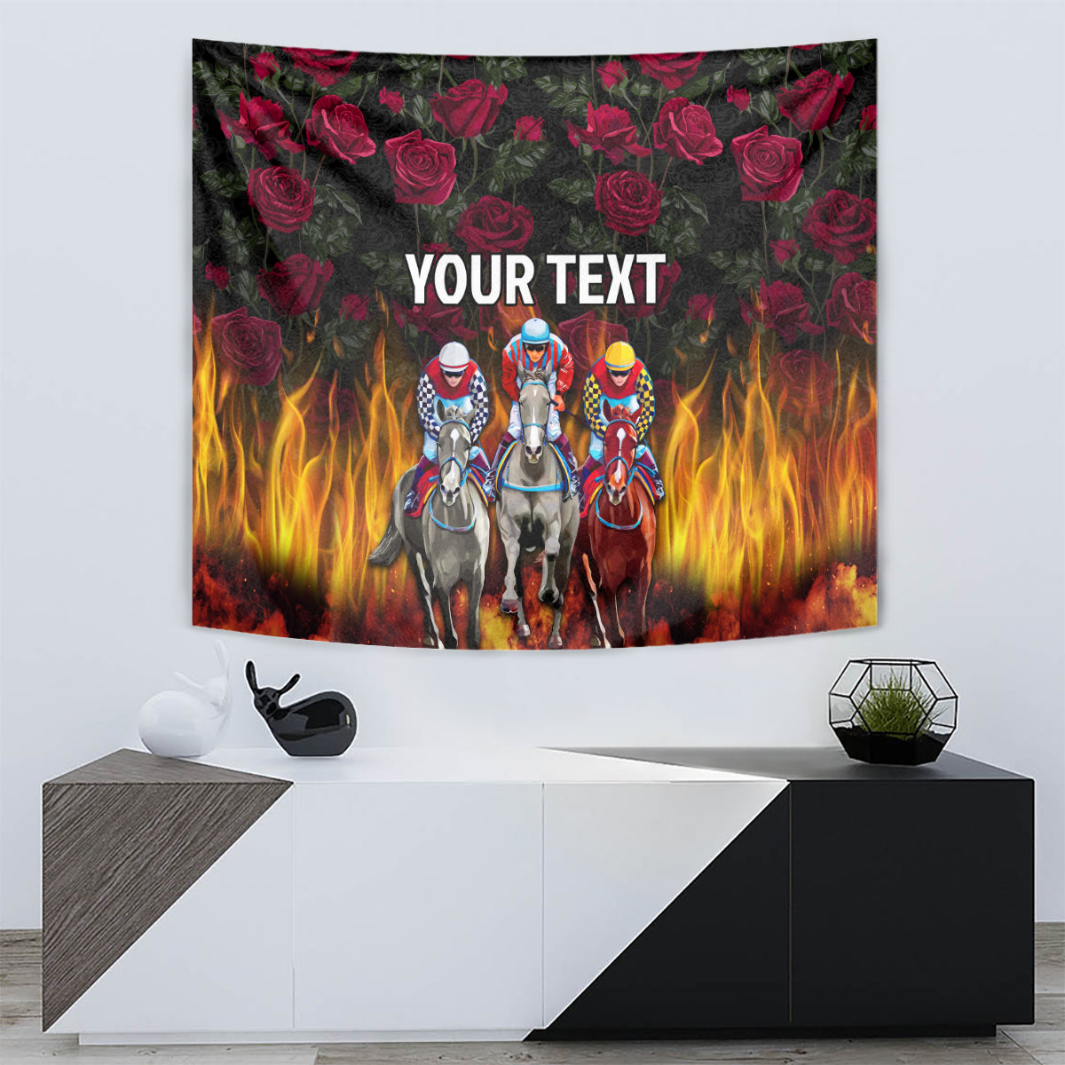 Personalized Kentucky Horses Racing Tapestry Race For Burning Roses - Wonder Print Shop