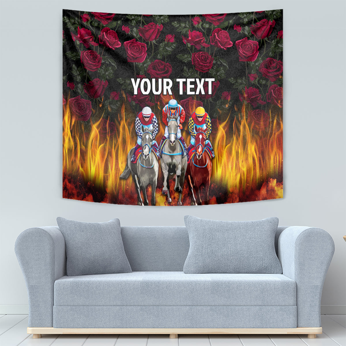 Personalized Kentucky Horses Racing Tapestry Race For Burning Roses - Wonder Print Shop