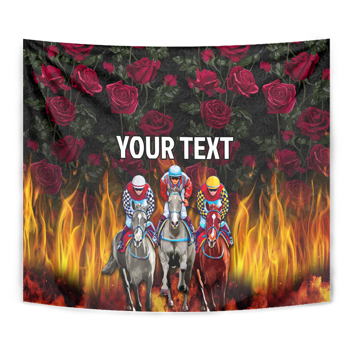 Personalized Kentucky Horses Racing Tapestry Race For Burning Roses - Wonder Print Shop