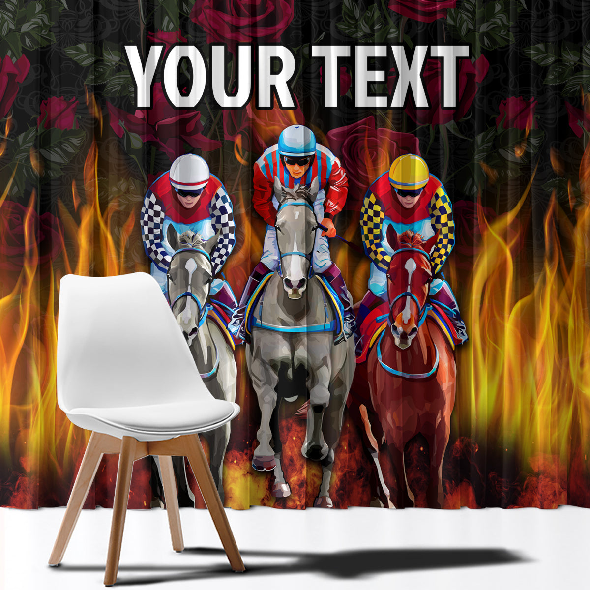 Personalized Kentucky Horses Racing Window Curtain Race For Burning Roses - Wonder Print Shop