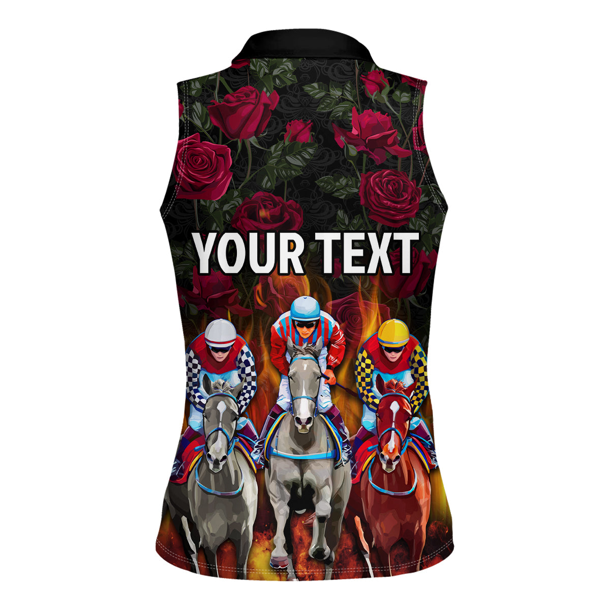 Personalized Kentucky Horses Racing Women Sleeveless Polo Shirt Race For Burning Roses - Wonder Print Shop
