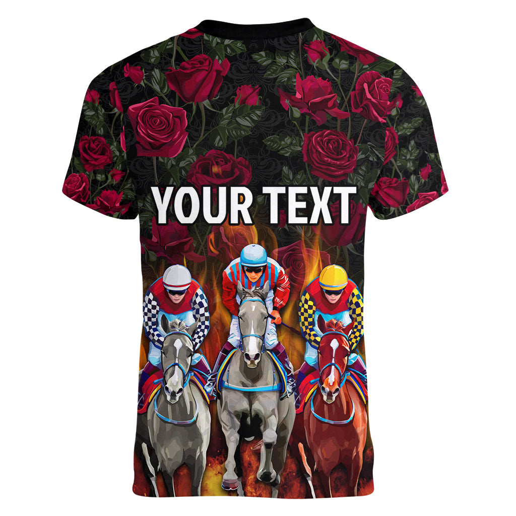 Personalized Kentucky Horses Racing Women V-Neck T-Shirt Race For Burning Roses - Wonder Print Shop