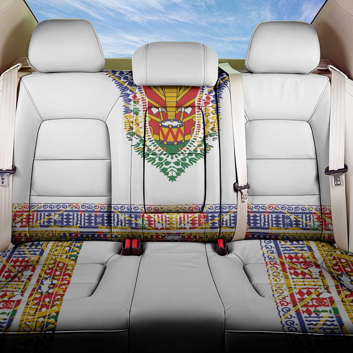 Haiti Flag Traditional Dashiki Back Car Seat Cover White Color