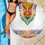 Haiti Flag Traditional Dashiki Beach Blanket White Color