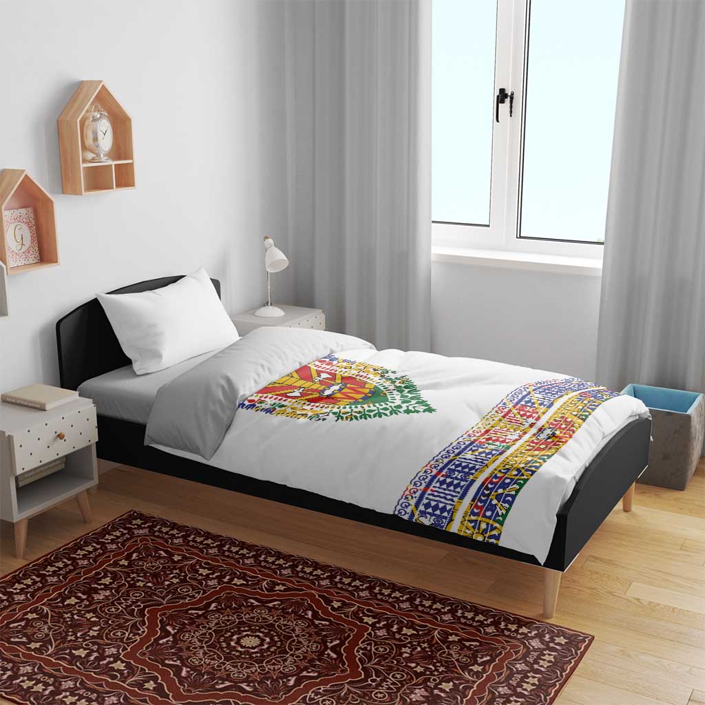 Haiti Flag Traditional Dashiki Bedding Set White Color