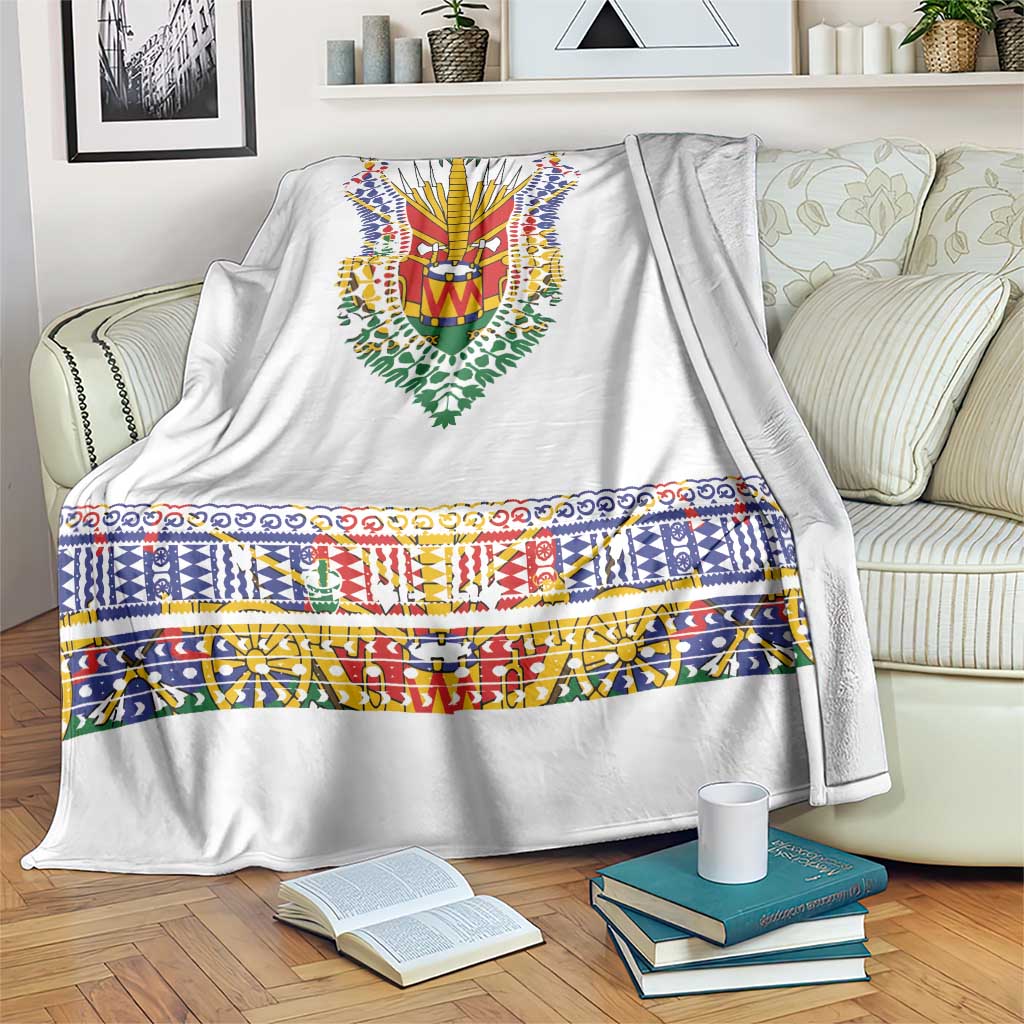 Haiti Flag Traditional Dashiki Blanket White Color