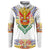 Haiti Flag Traditional Dashiki Button Sweatshirt White Color